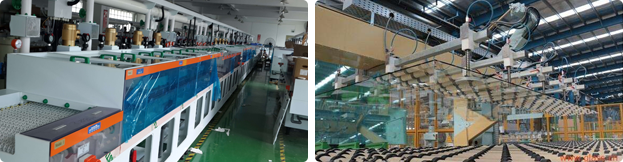 擁有3*10米的超大鋼化玻璃生產線，超大型鋼化機組。